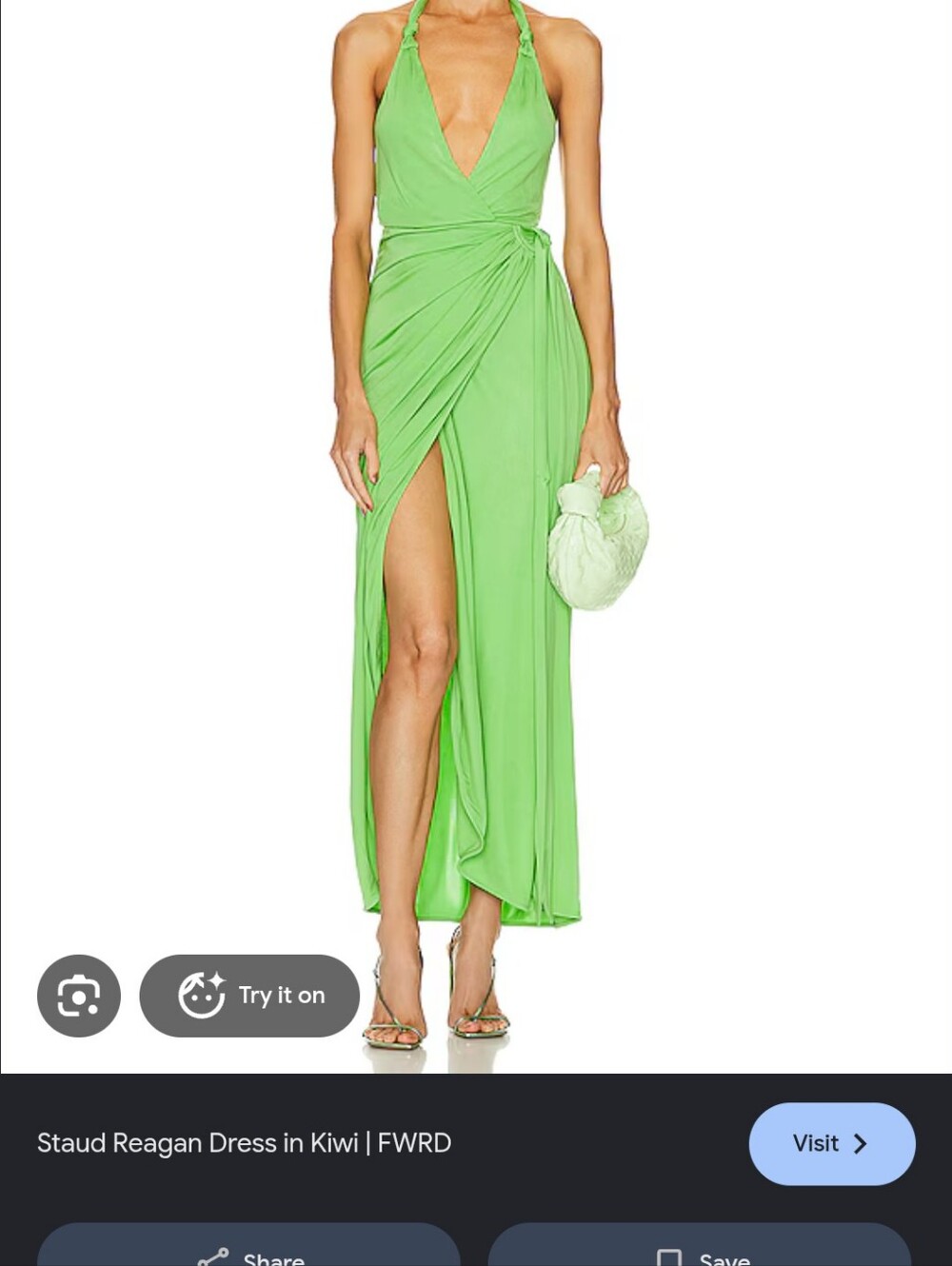 STAUD Kiwi Green High-Low Wrap Skirt